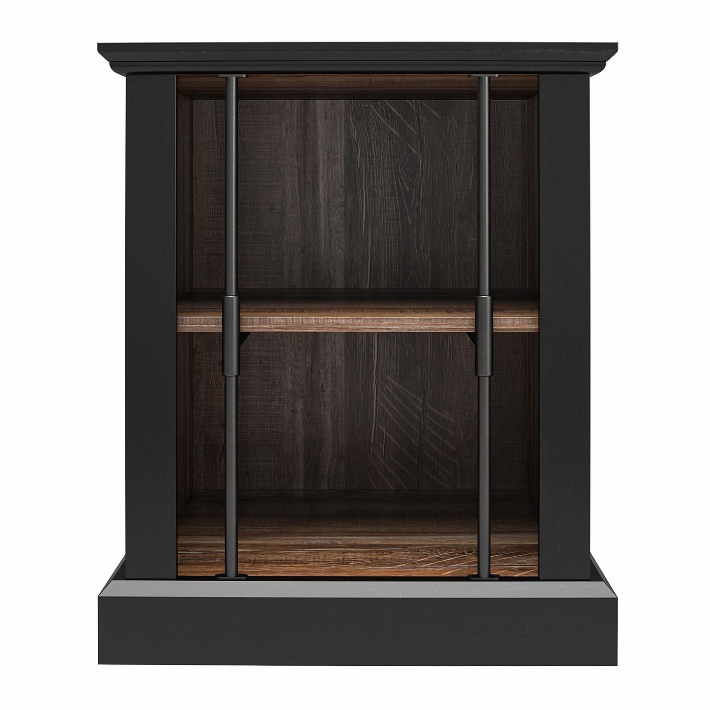 Hoffman Two-Toned Rustic End Table with 2 Open Shelves, Black and Walnut - Black