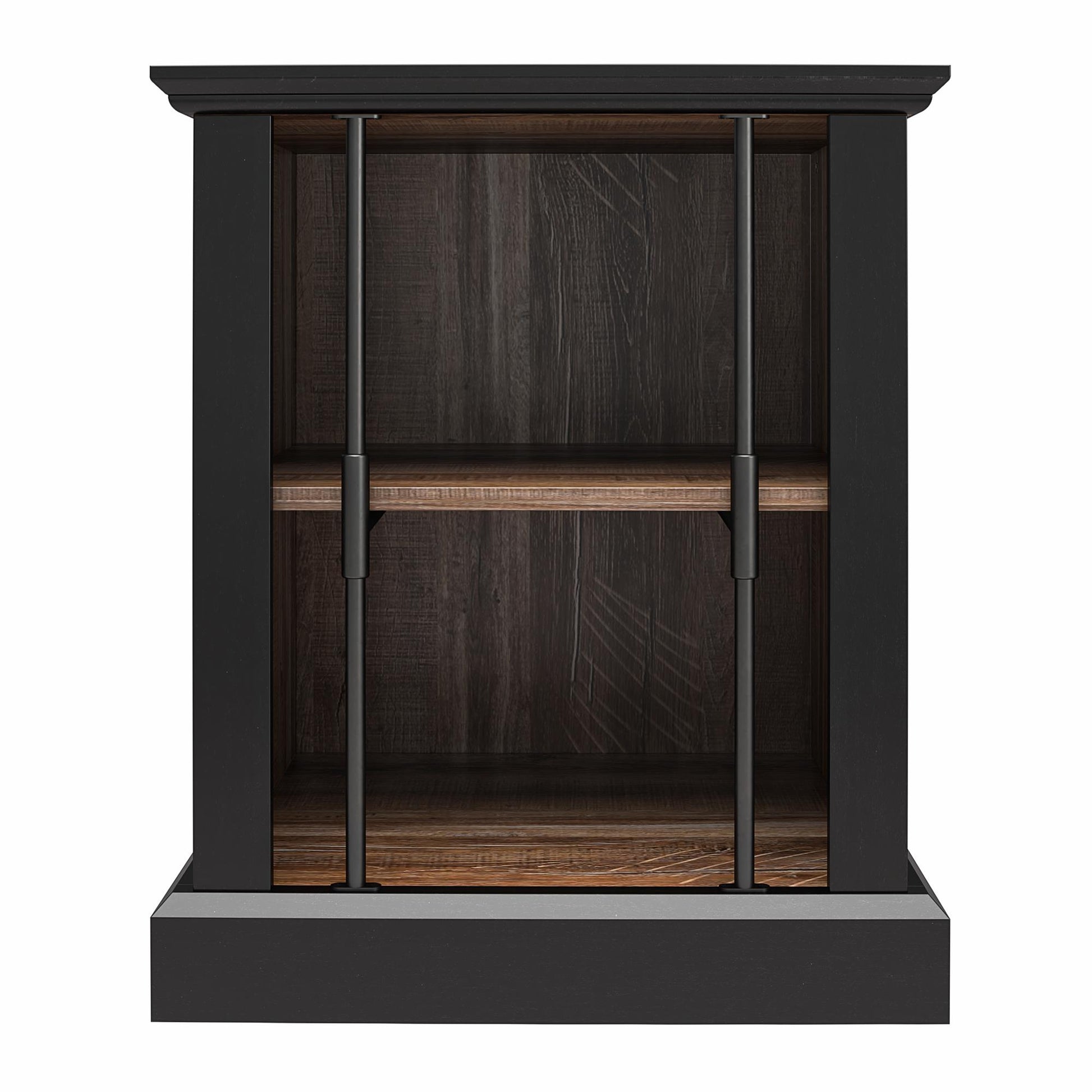 Hoffman Two-Toned Rustic End Table with 2 Open Shelves, Black and Walnut - Black