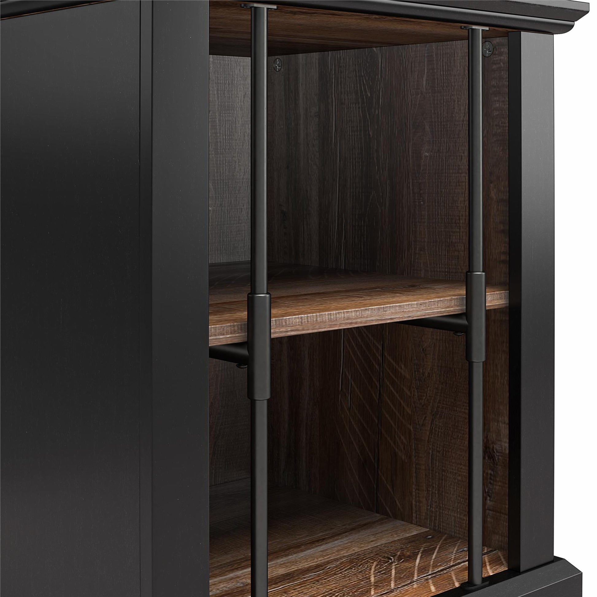 Hoffman Two-Toned Rustic End Table with 2 Open Shelves, Black and Walnut - Black