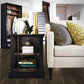 Hoffman Two-Toned Rustic End Table with 2 Open Shelves, Black and Walnut - Black