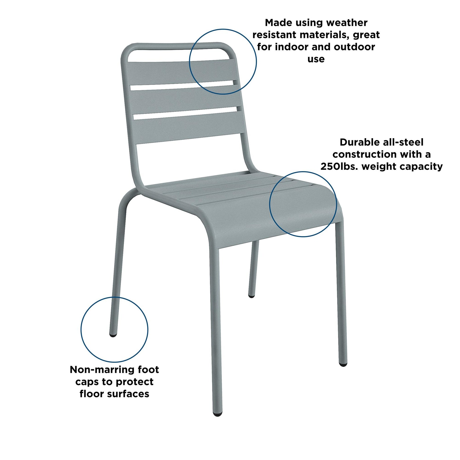 Poolside Gossip June Outdoor/Indoor Stacking Dining Chairs, Set of 2 - Light Gray - 2-Pack