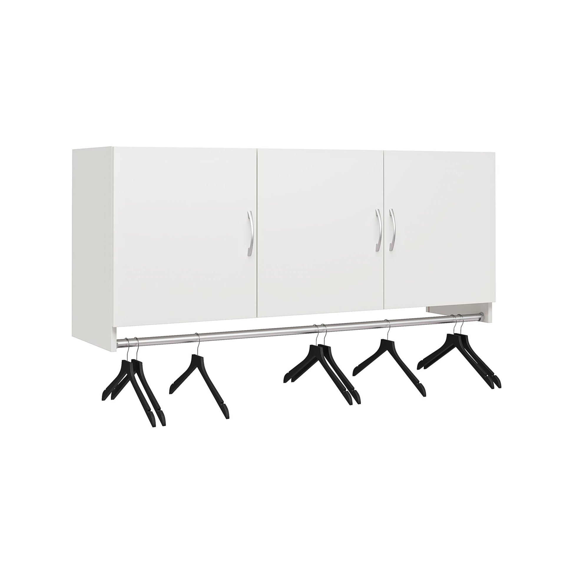 Basin 3 Door Wall Storage Cabinet with Hanging Rod - White