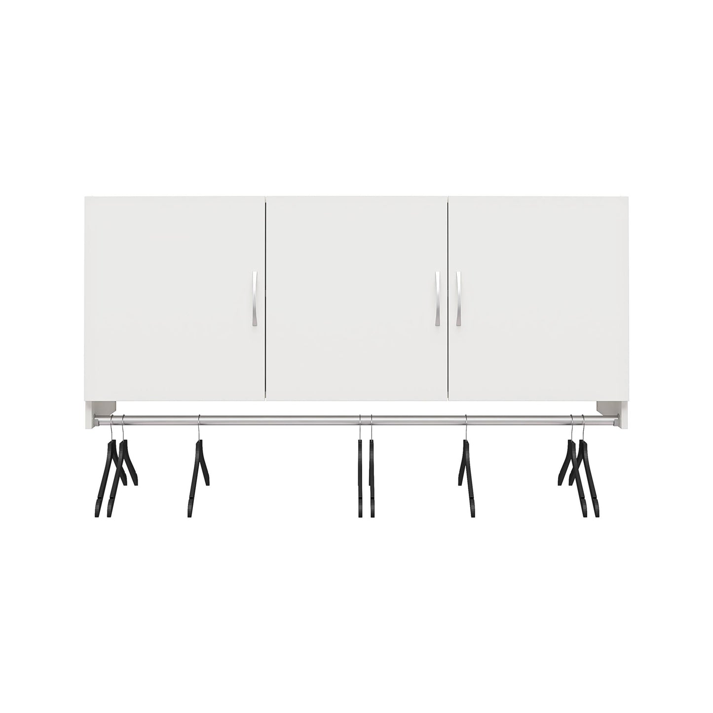 Basin 3 Door Wall Storage Cabinet with Hanging Rod - White