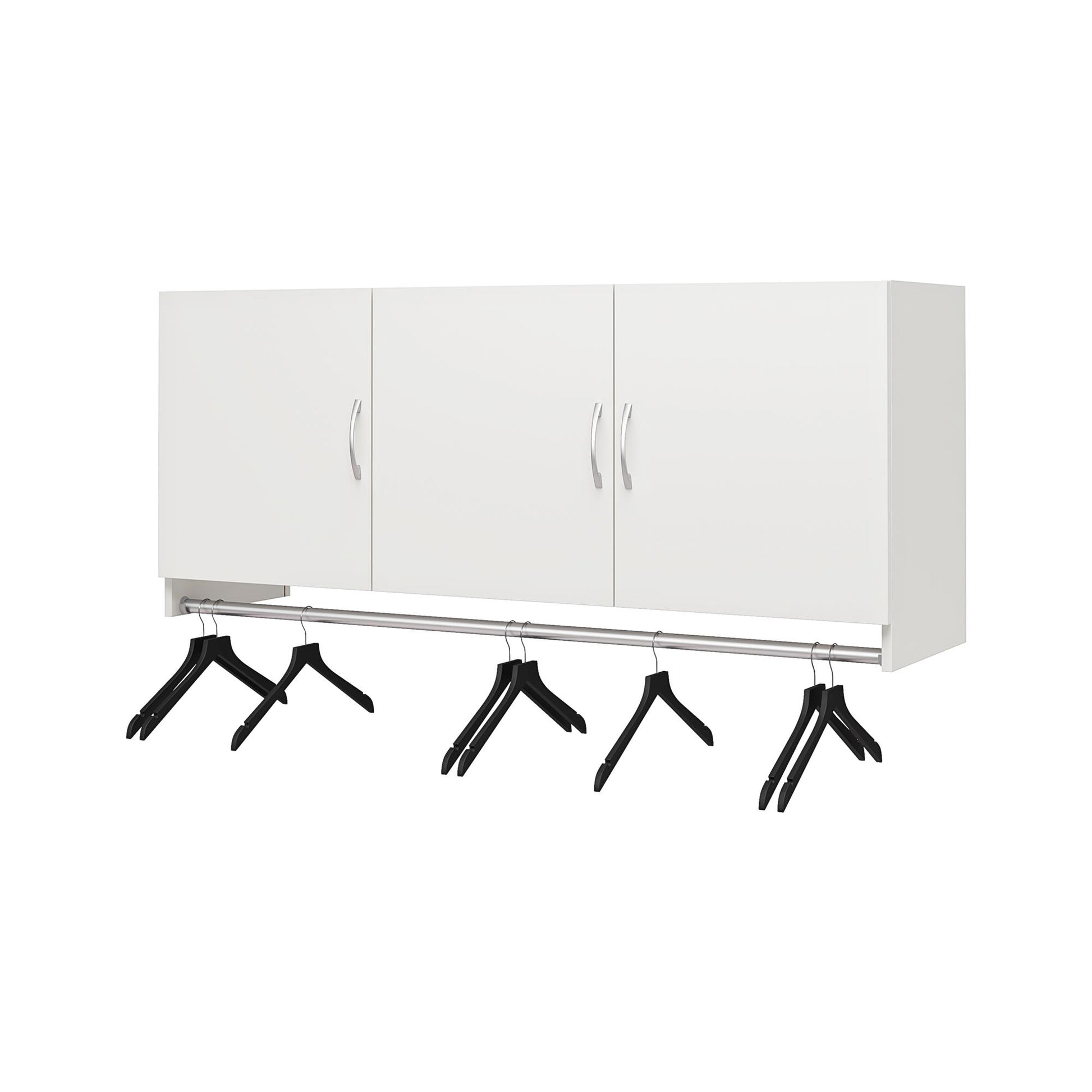 Basin 3 Door Wall Storage Cabinet with Hanging Rod - White