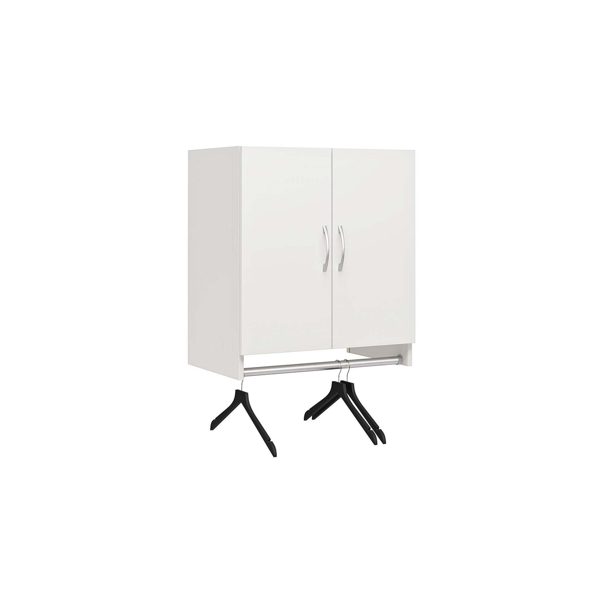 Basin 2 Door Wall Storage Cabinet with Hanging Rod - White