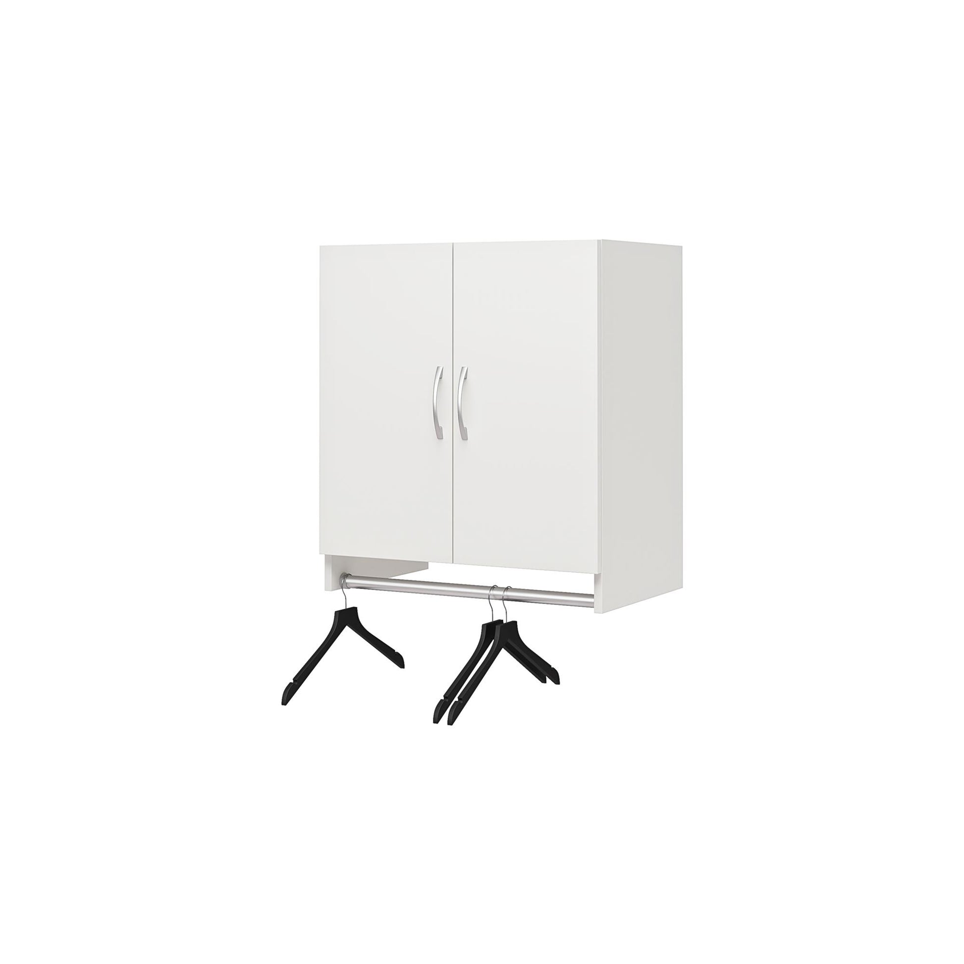 Basin 2 Door Wall Storage Cabinet with Hanging Rod - White