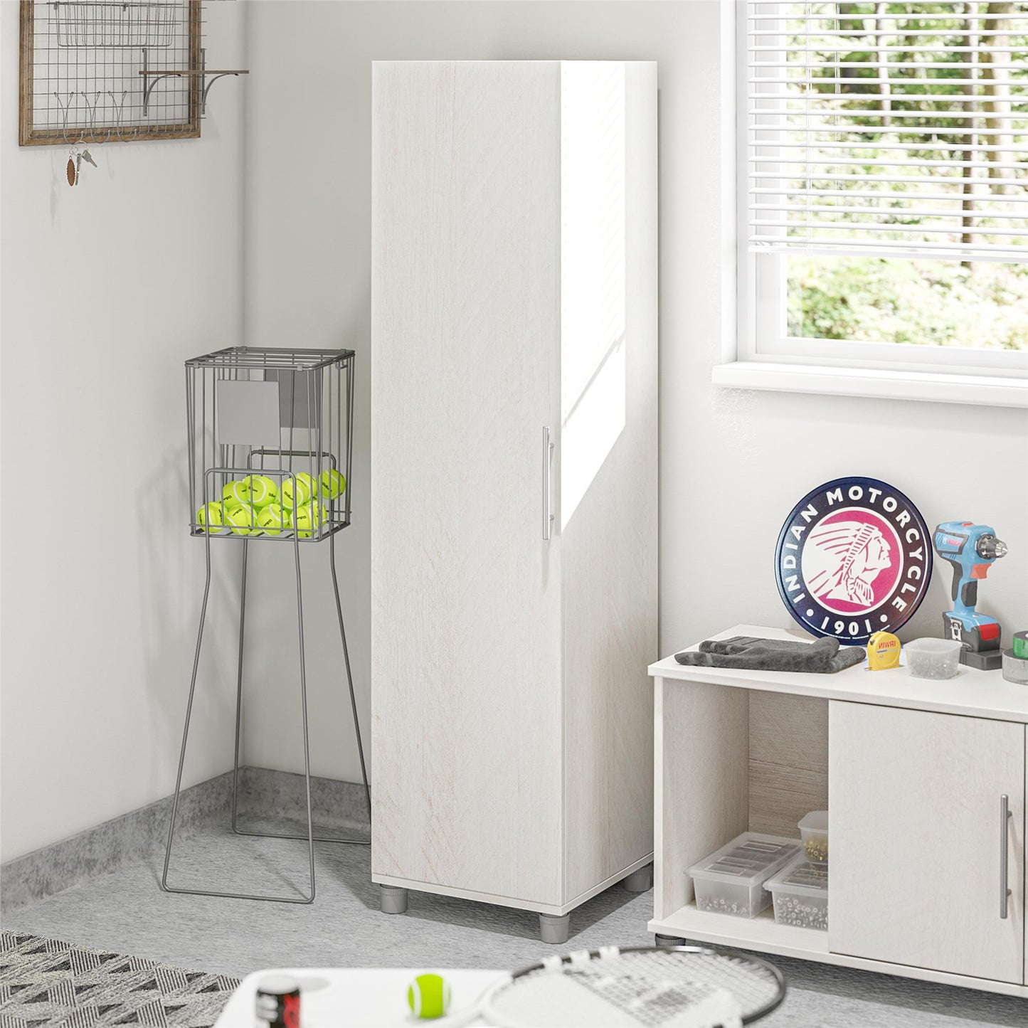Camberly 60" Tall Storage Cabinet with 4 Shelves and Adjustable Feet - Graphite Grey