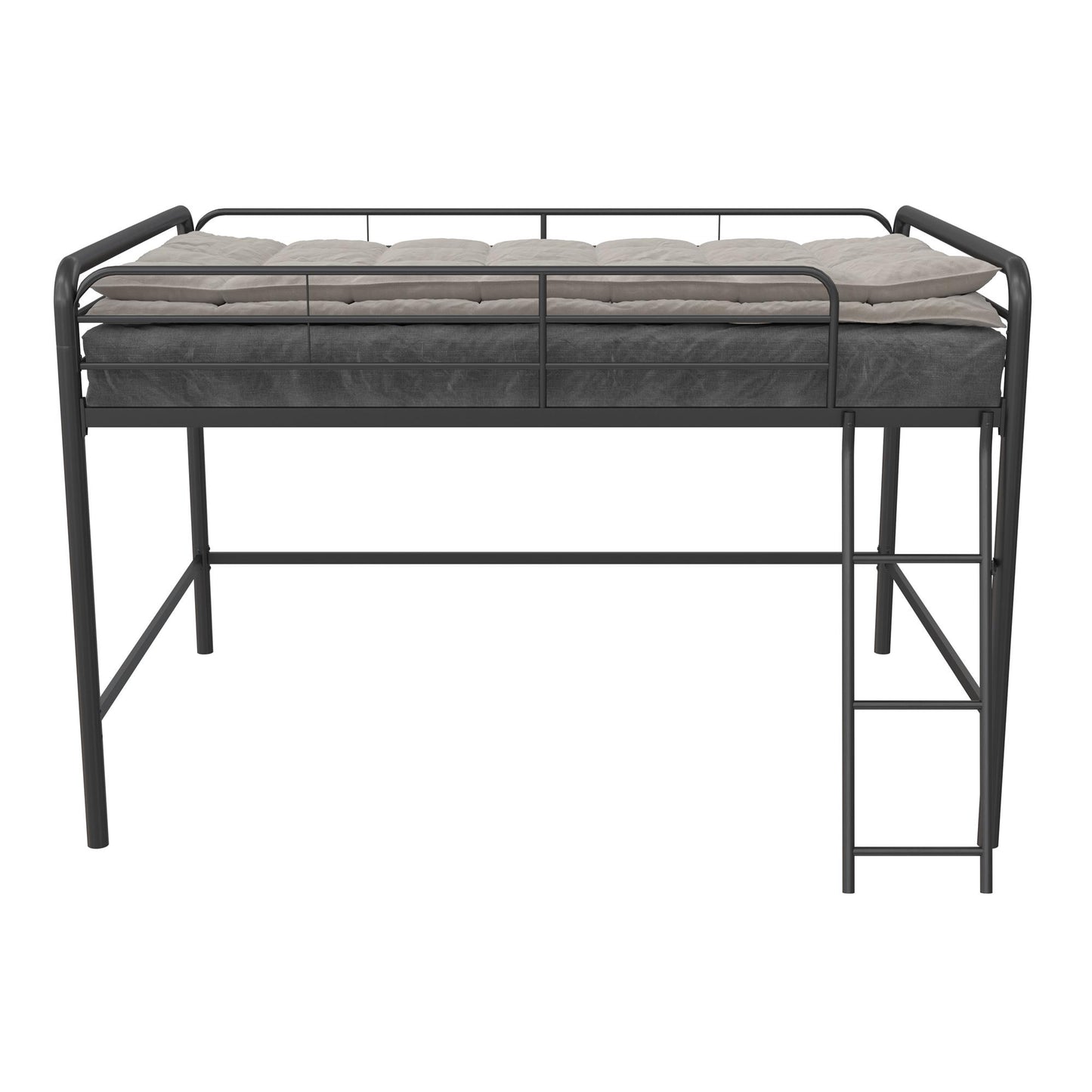 Jett Junior Full Metal Loft Bed with 3 Step Ladder - Black - Full