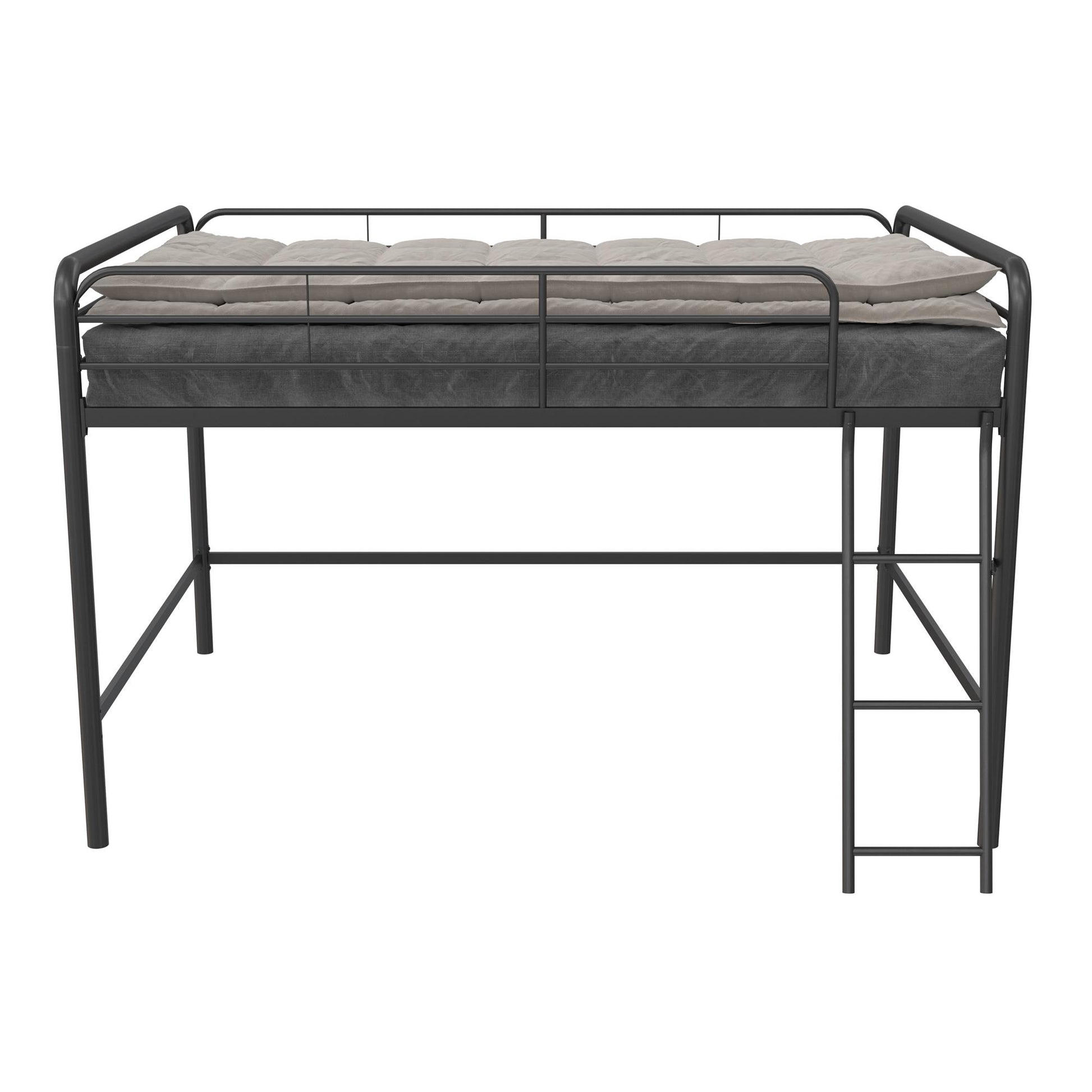 Jett Junior Full Metal Loft Bed with 3 Step Ladder - Black - Full