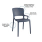 Outdoor/Indoor Stacking Resin Chair with Square Back and Arms, Set of 2 - Navy - 2-Pack