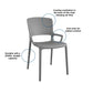 Outdoor/Indoor Stacking Resin Chair with Square Back and Arms, Set of 2 - Fog Gray - 2-Pack