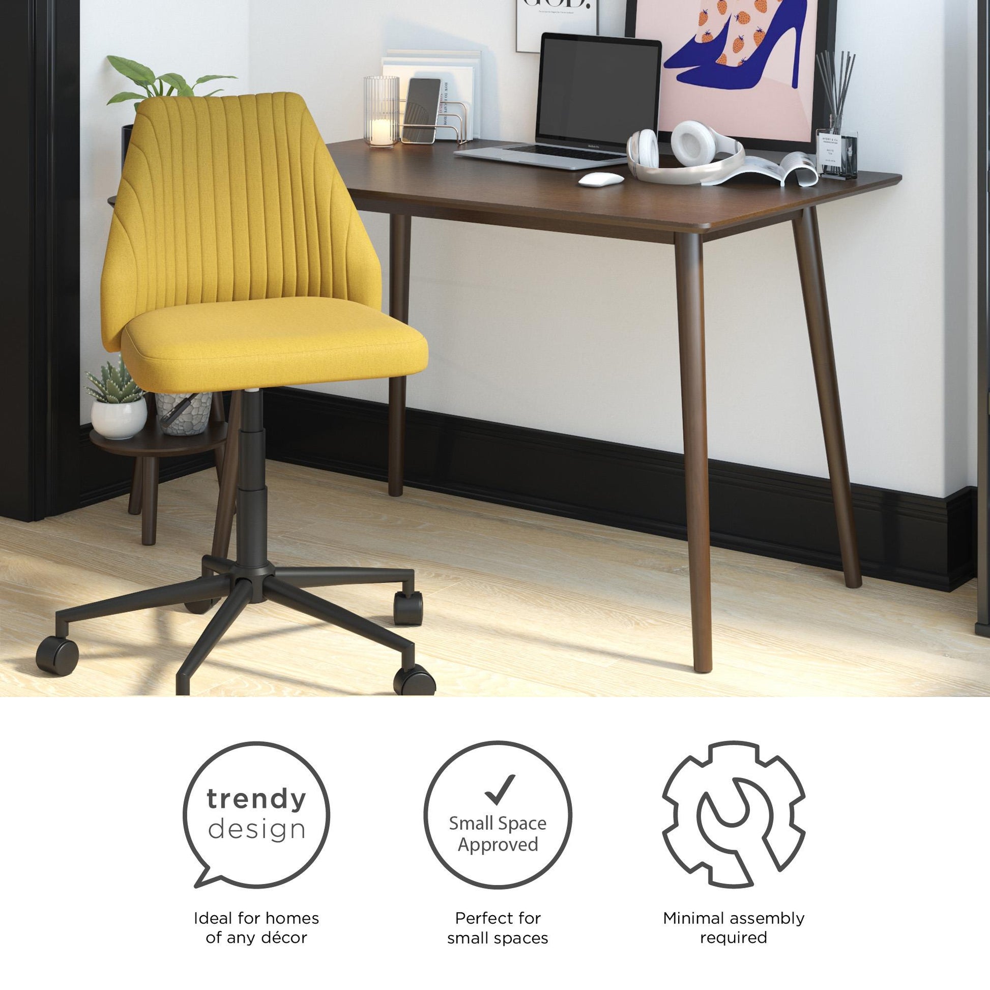 Brittany Office Chair with Casters - Mustard