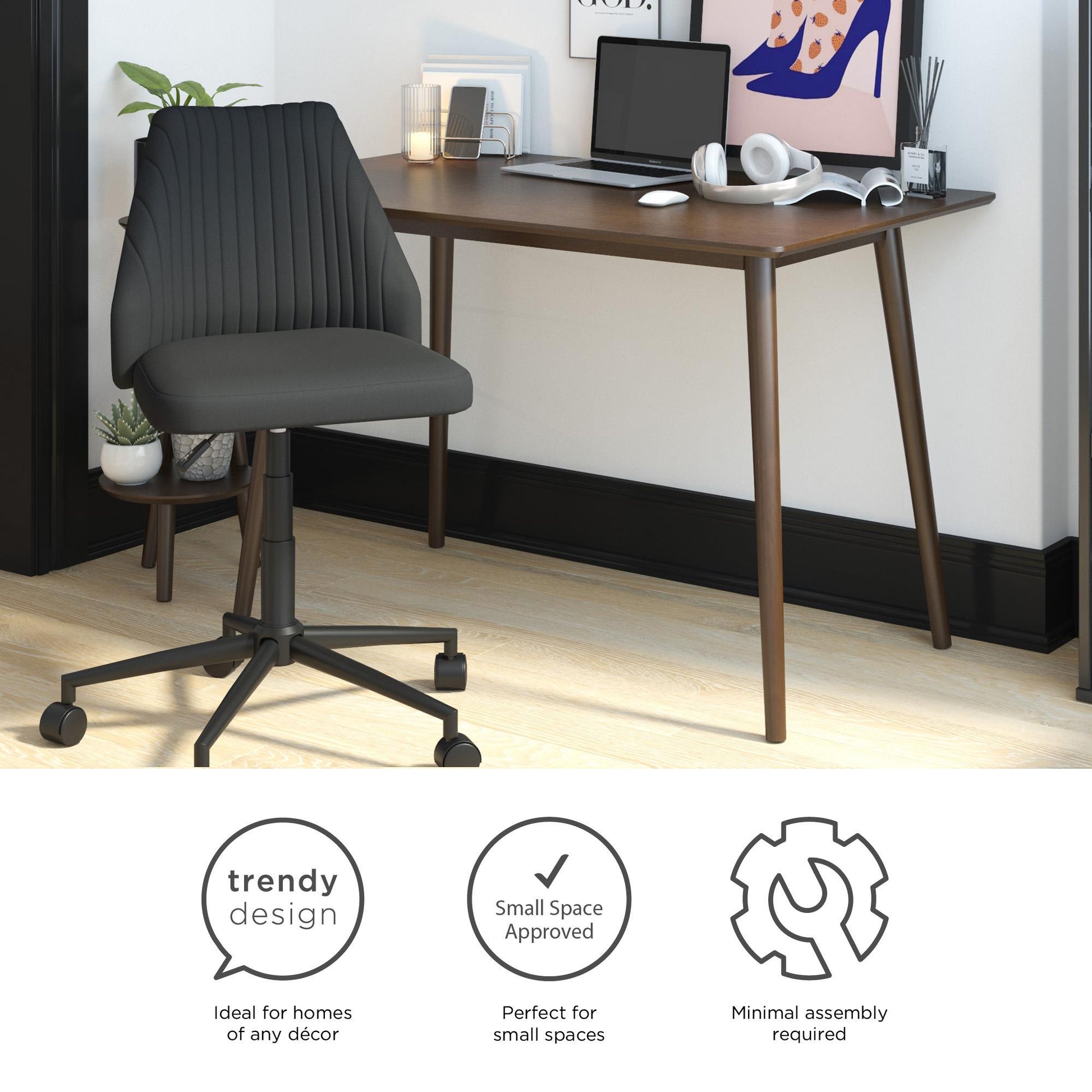 Brittany Office Chair with Casters - Gray