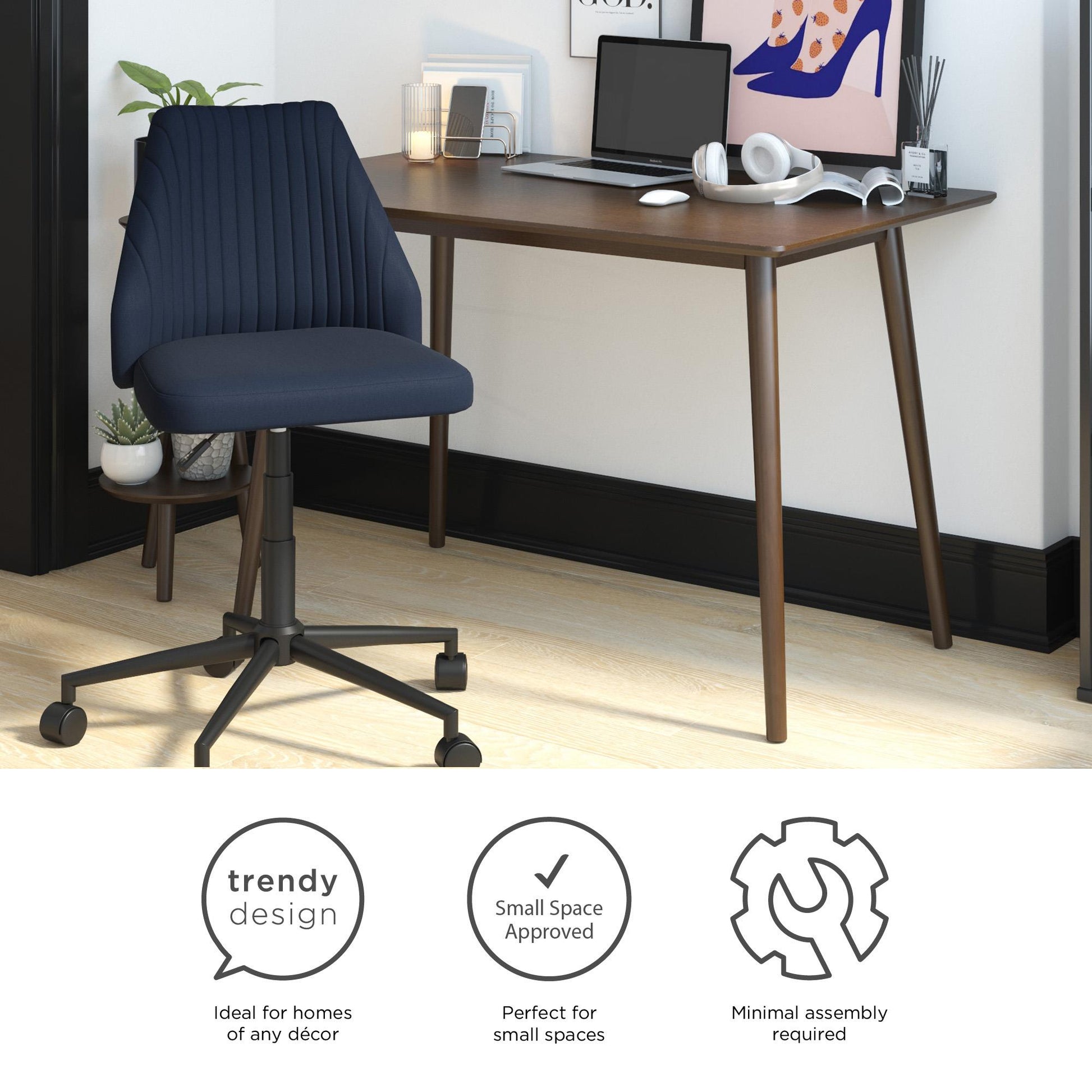 Brittany Office Chair with Casters - Blue