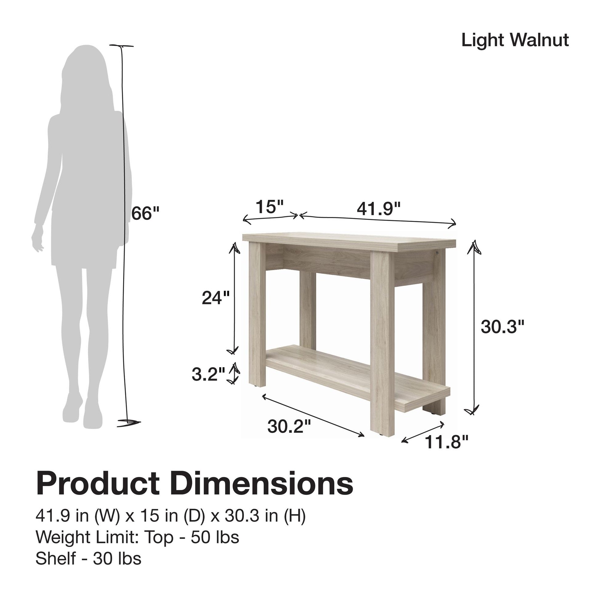 Winston Console Table - Light Walnut