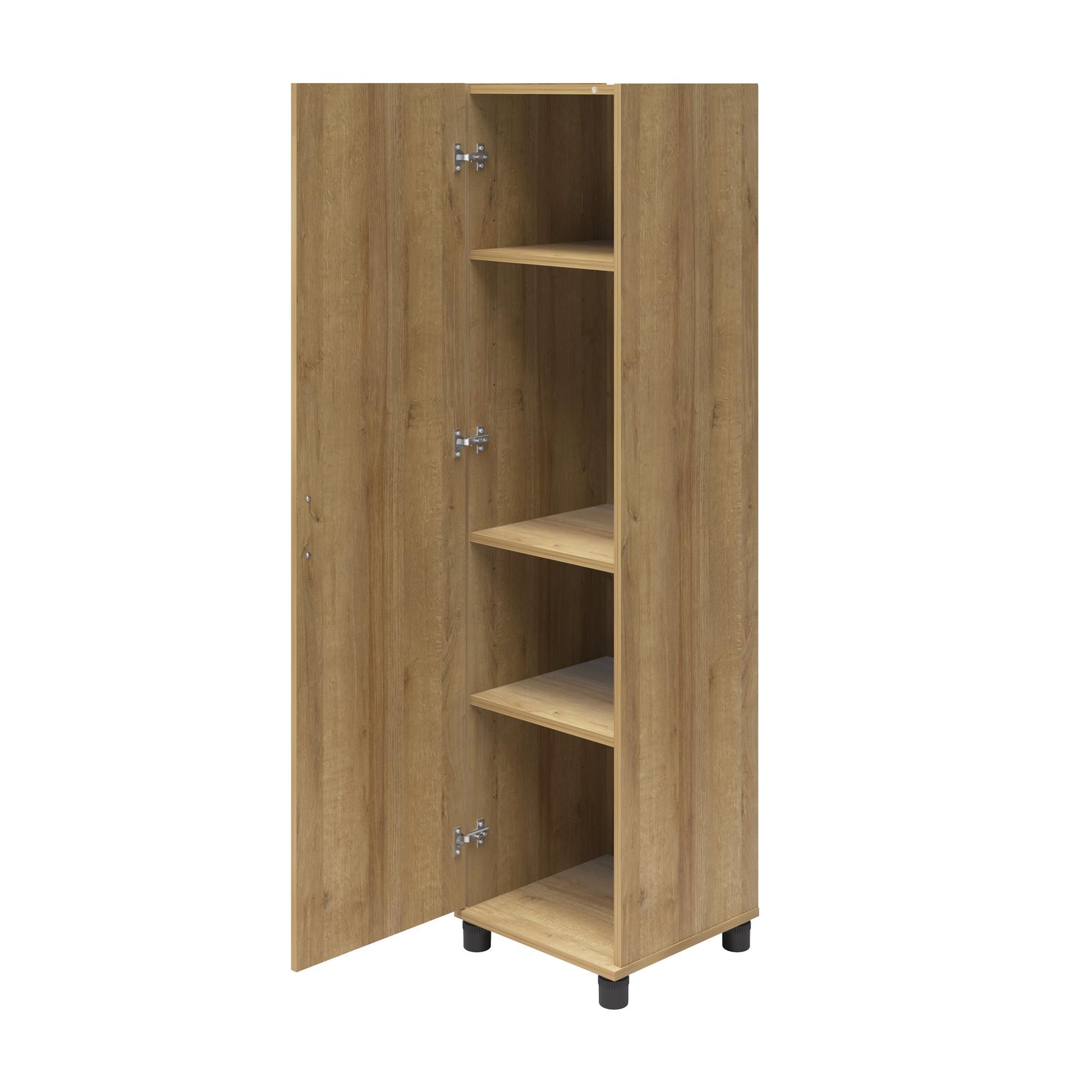 Basin 60" Tall Storage Cabinet with 4 Shelves and Adjustable Feet - Natural