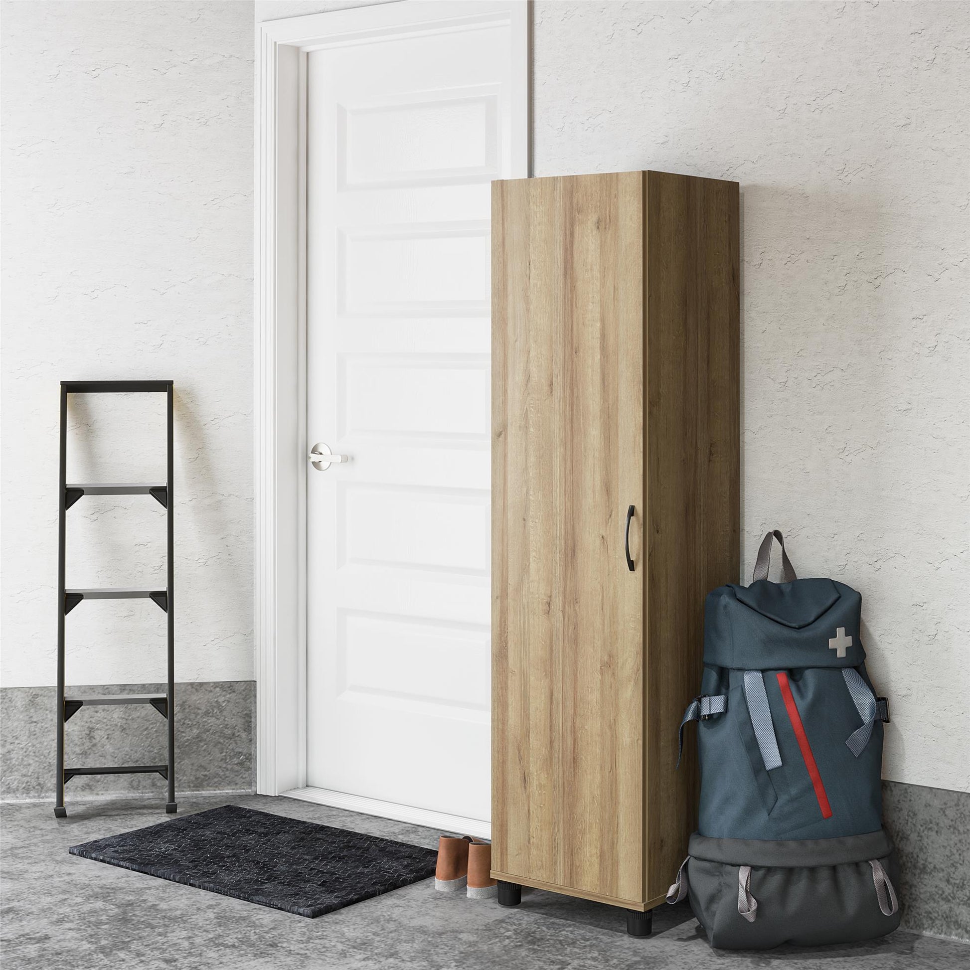 Basin 60" Tall Storage Cabinet with 4 Shelves and Adjustable Feet - Natural