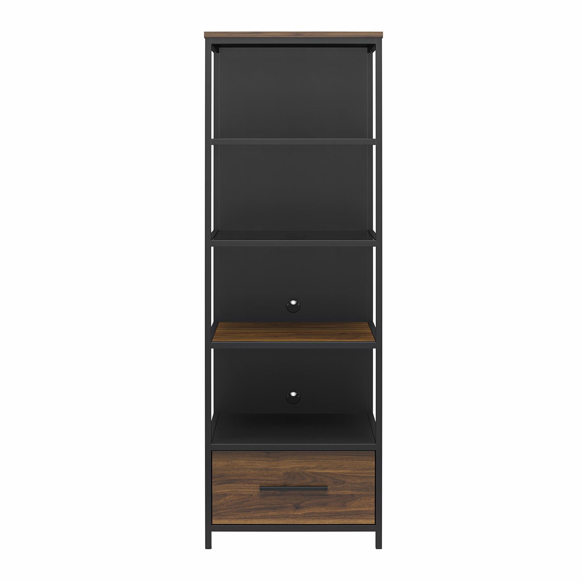 Structure Mixed Media Audio Pier with 2 Shelves and 1 Drawer - Columbia Walnut