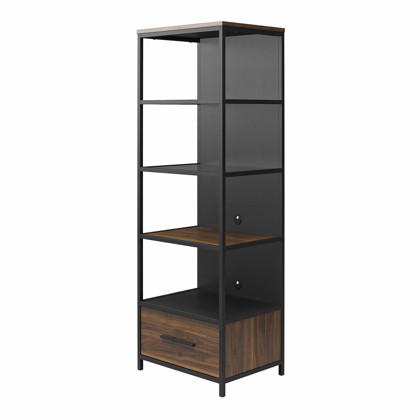 Structure Mixed Media Audio Pier with 2 Shelves and 1 Drawer - Columbia Walnut