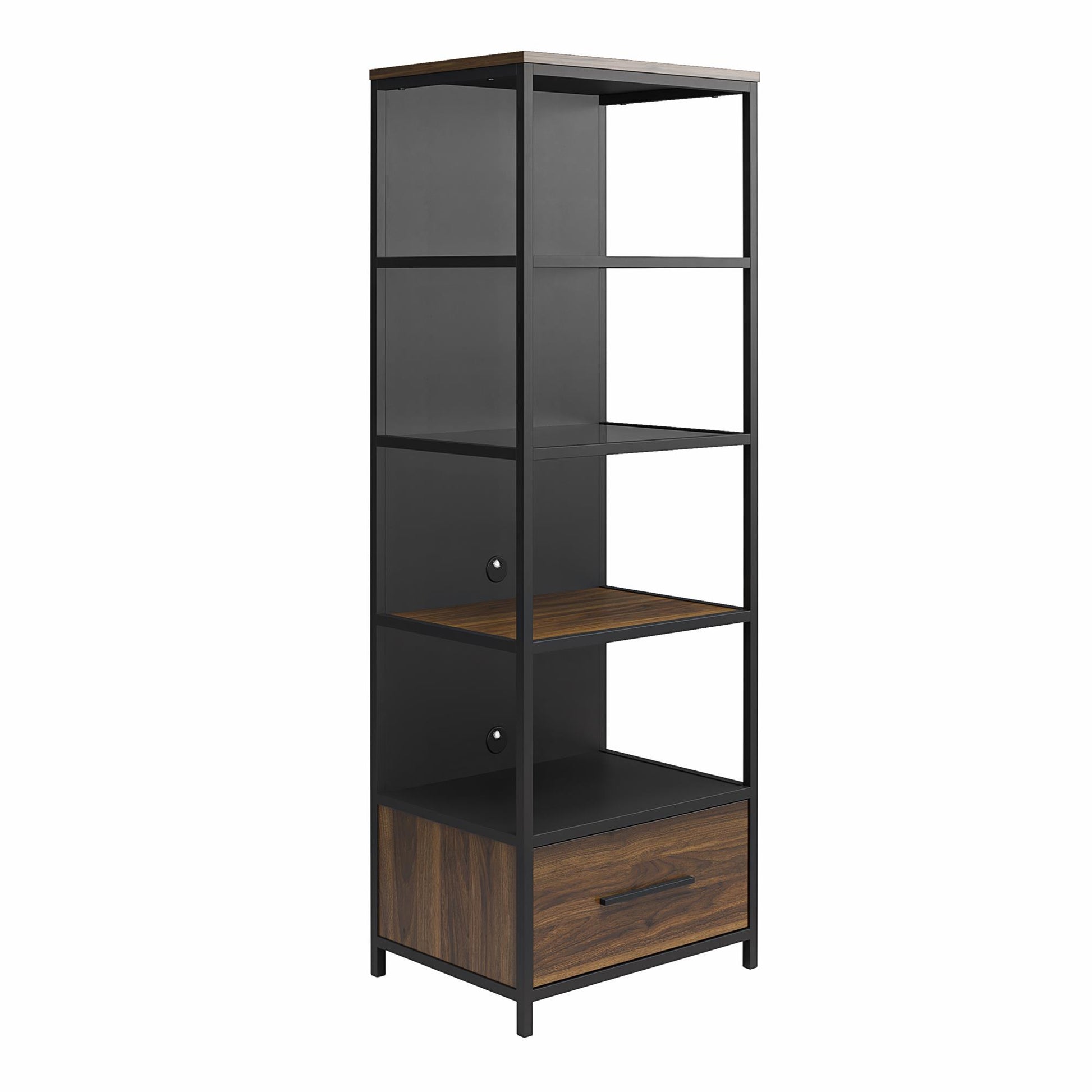 Structure Mixed Media Audio Pier with 2 Shelves and 1 Drawer - Columbia Walnut