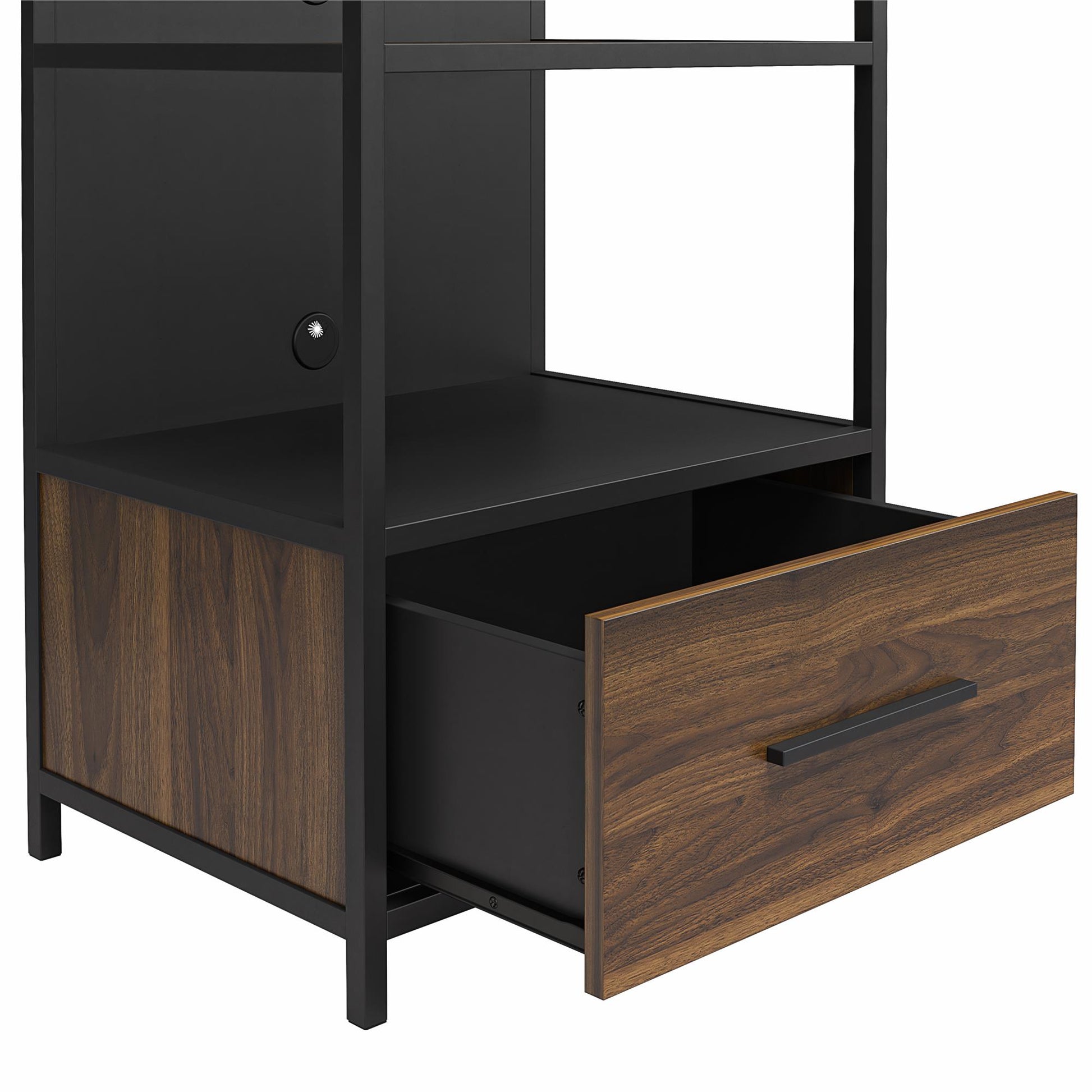 Structure Mixed Media Audio Pier with 2 Shelves and 1 Drawer - Columbia Walnut