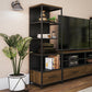 Structure Mixed Media Audio Pier with 2 Shelves and 1 Drawer - Columbia Walnut