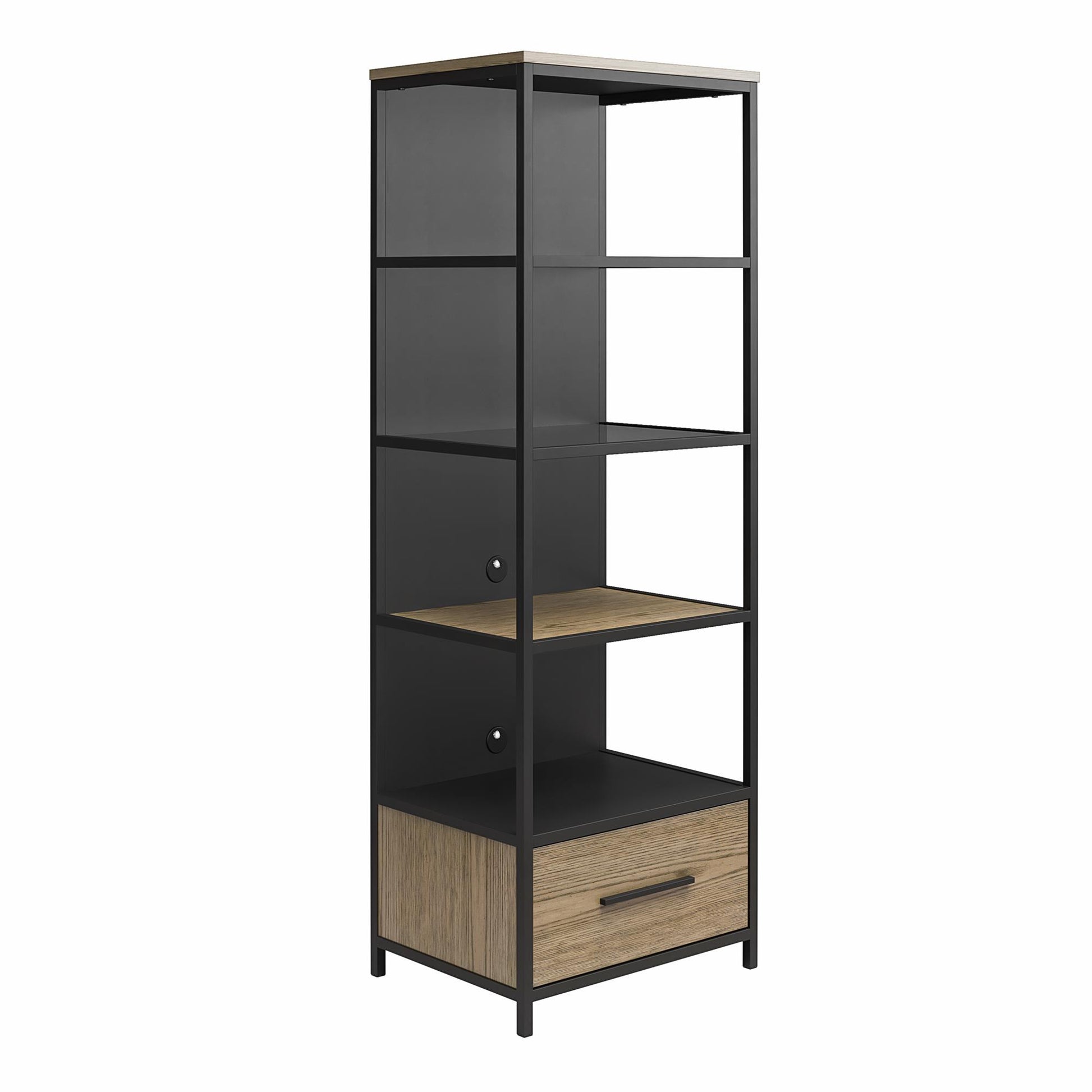 Structure Mixed Media Audio Pier with 2 Shelves and 1 Drawer - Sterling Oak Veneer