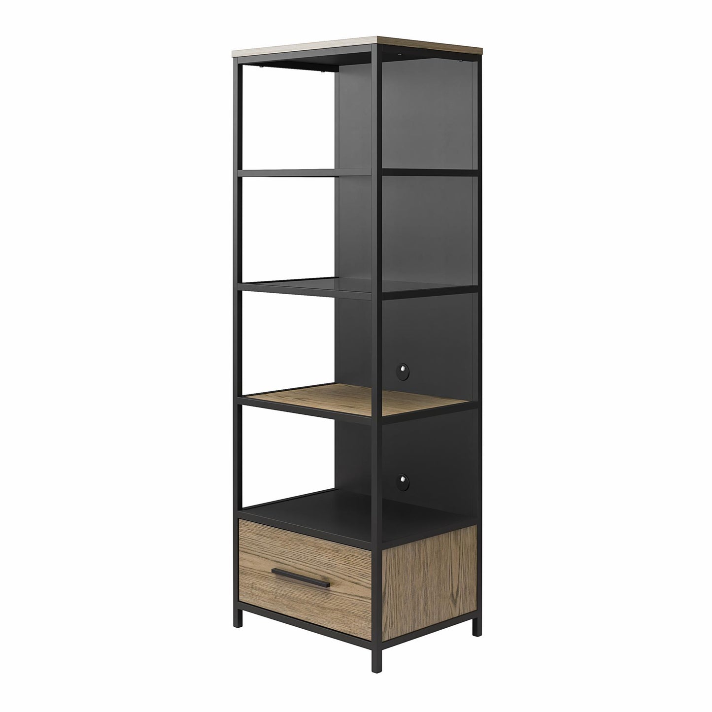 Structure Mixed Media Audio Pier with 2 Shelves and 1 Drawer - Sterling Oak Veneer