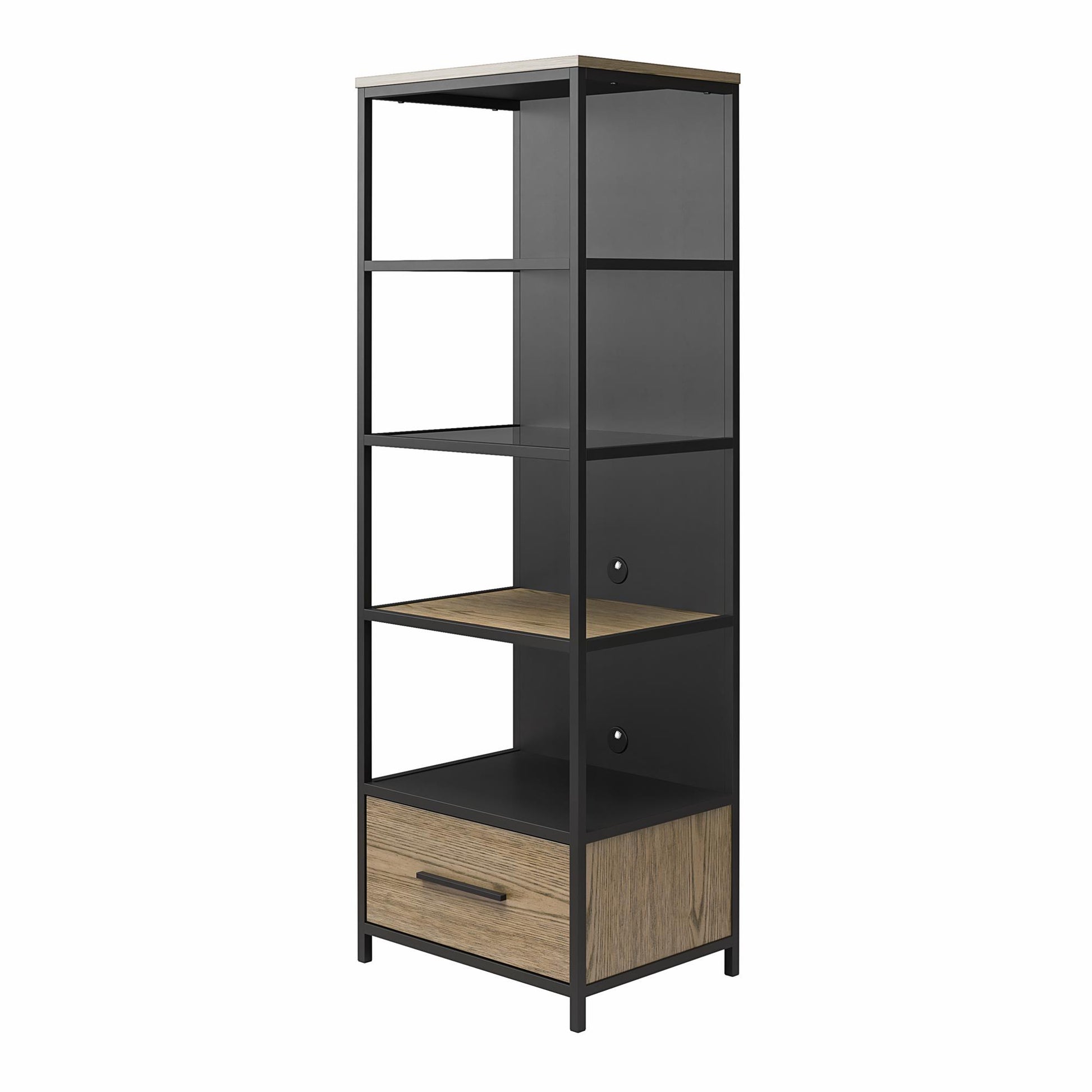 Structure Mixed Media Audio Pier with 2 Shelves and 1 Drawer - Sterling Oak Veneer