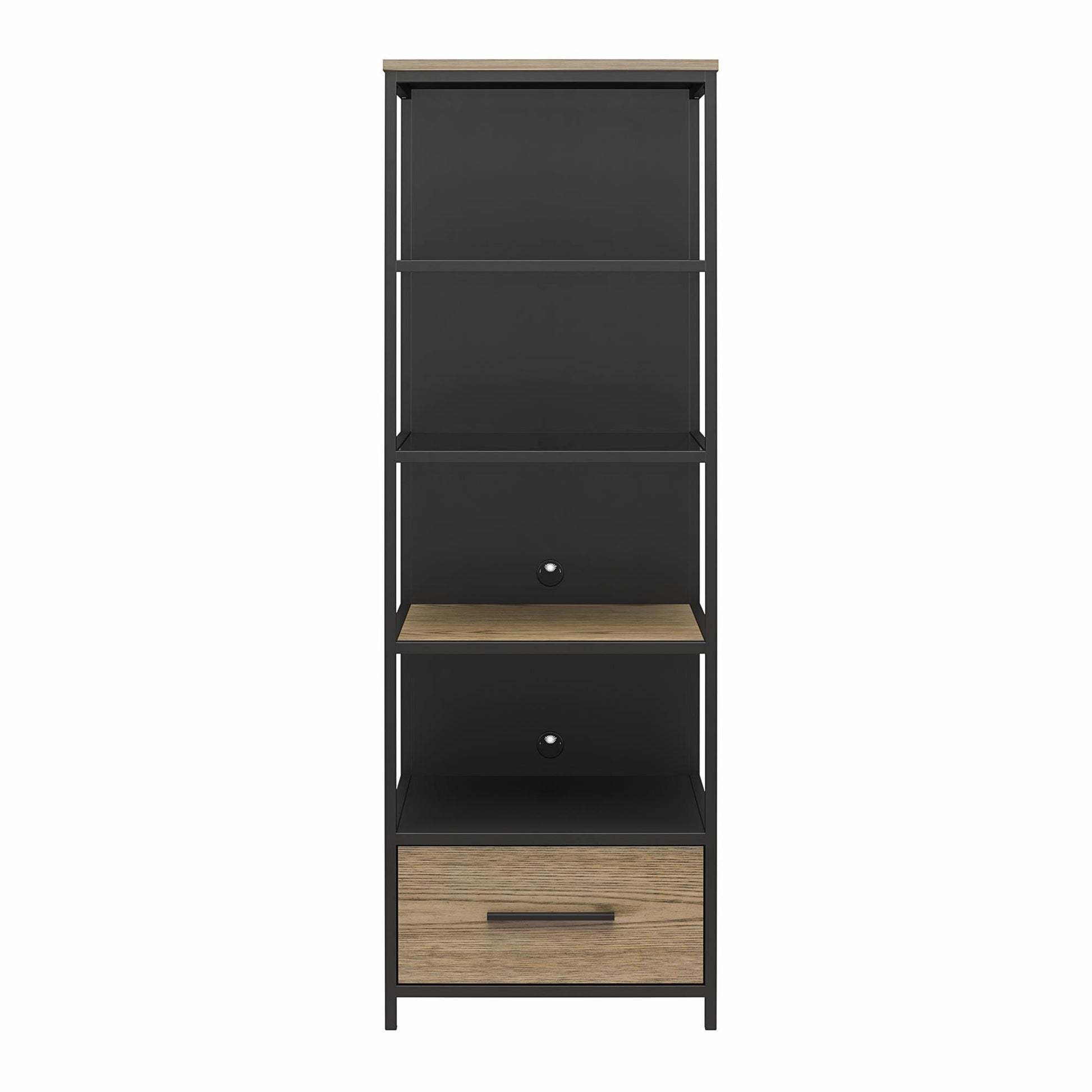 Structure Mixed Media Audio Pier with 2 Shelves and 1 Drawer - Sterling Oak Veneer