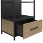 Structure Mixed Media Audio Pier with 2 Shelves and 1 Drawer - Sterling Oak Veneer