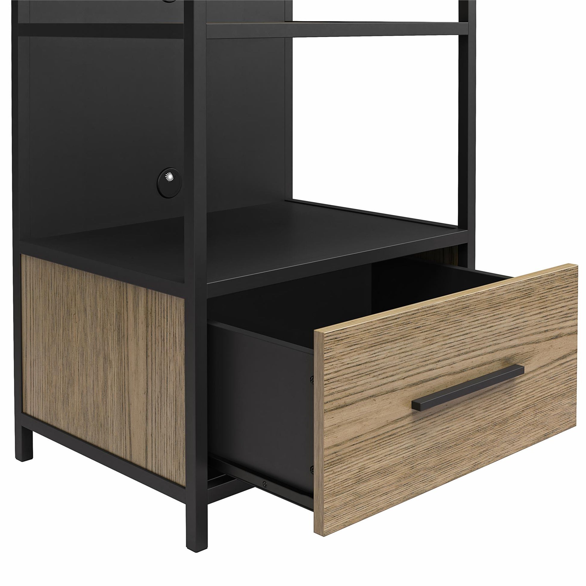 Structure Mixed Media Audio Pier with 2 Shelves and 1 Drawer - Sterling Oak Veneer