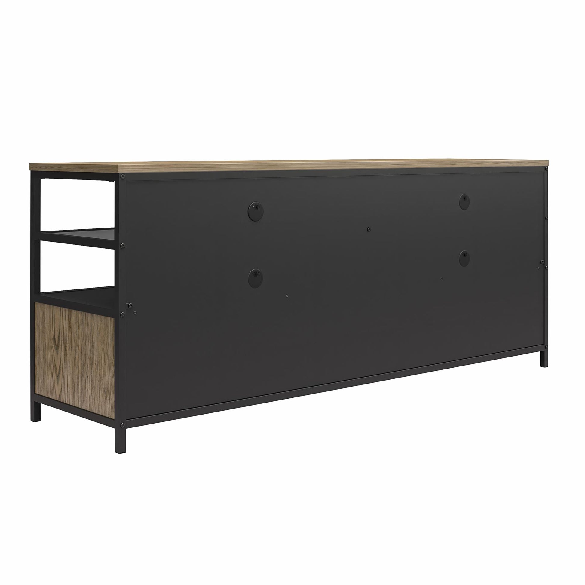 Structure Mixed Media TV Stand with 4 Shelves and 2 Drawers for TVs up to 60 Inches - Sterling Oak Veneer