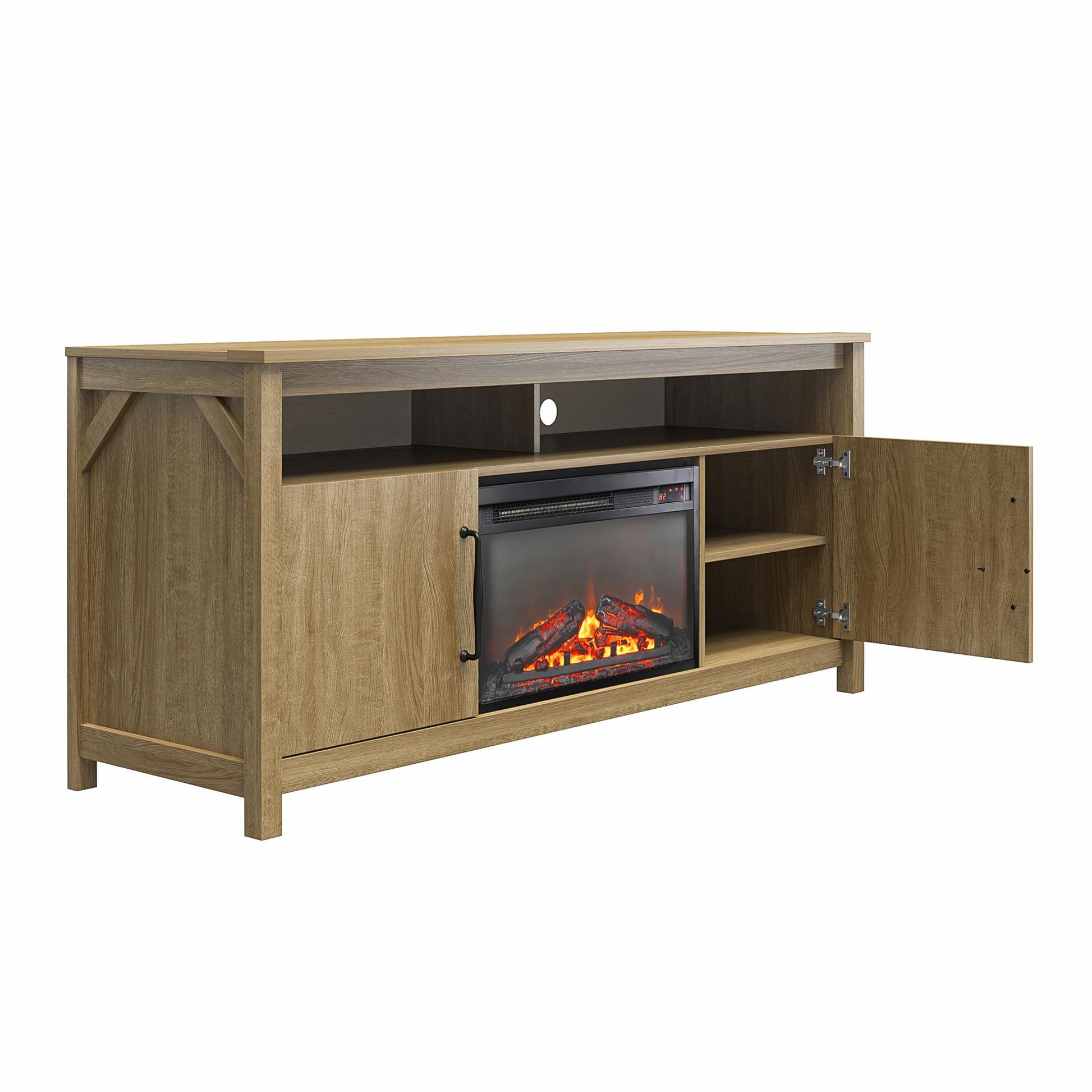 Augusta Electric Fireplace and TV Console for TVs up to 65 Inches - Natural