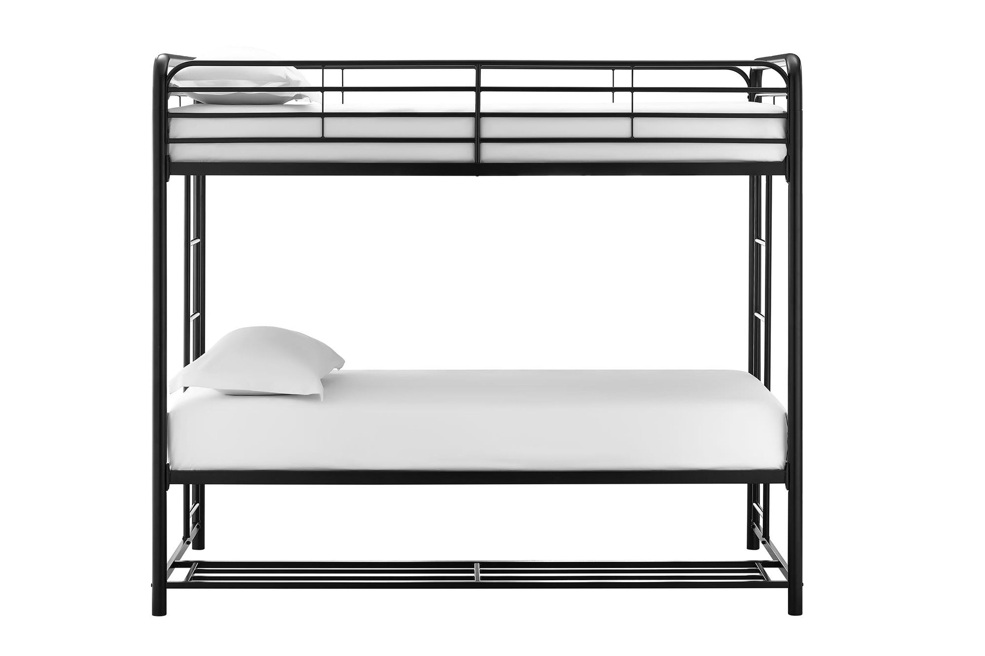 Mainstays Twin over Twin Metal Bunk Bed with Storage Bins, Black - Black - Twin-Over-Twin