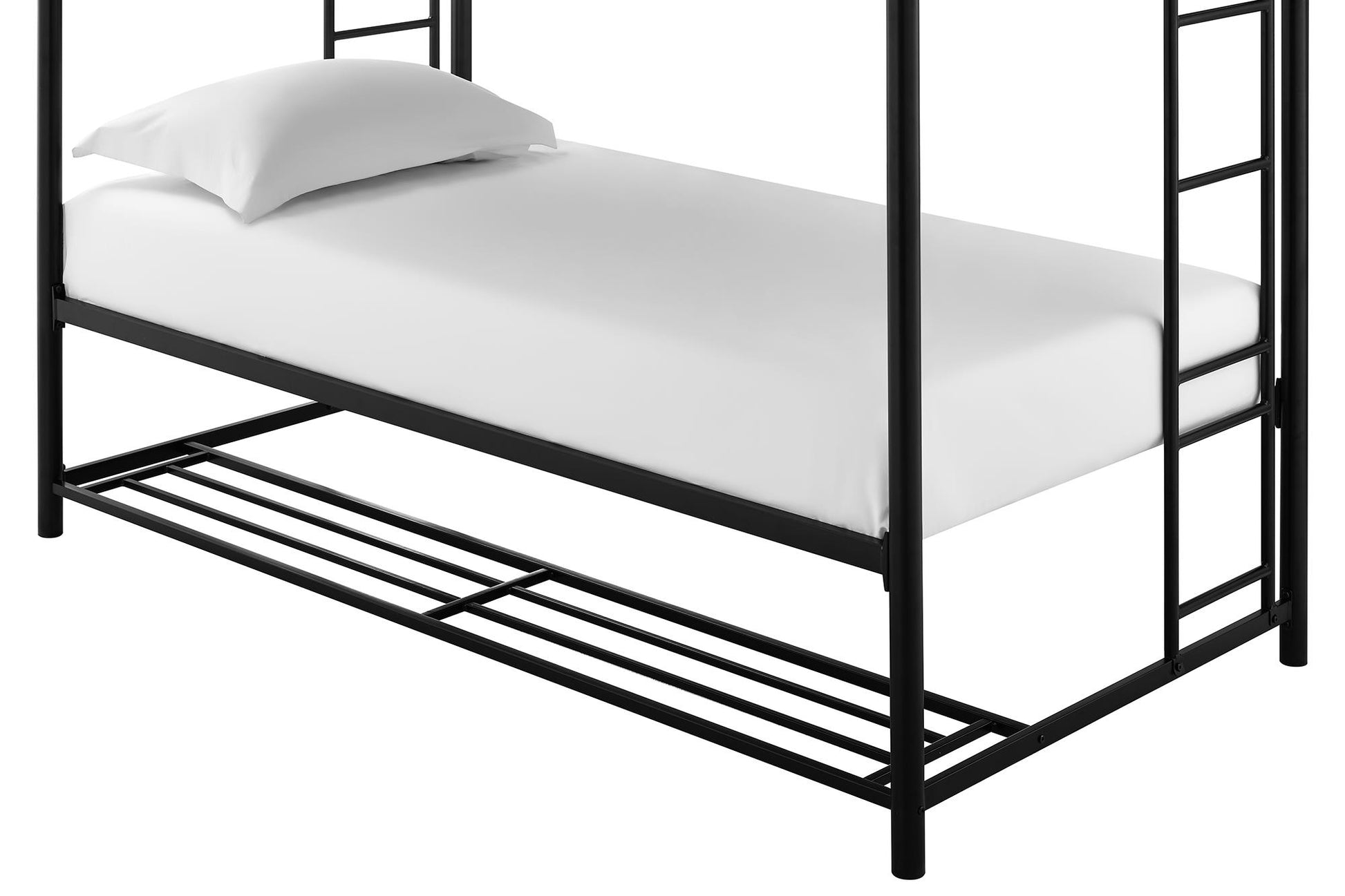 Mainstays Twin over Twin Metal Bunk Bed with Storage Bins, Black - Black - Twin-Over-Twin