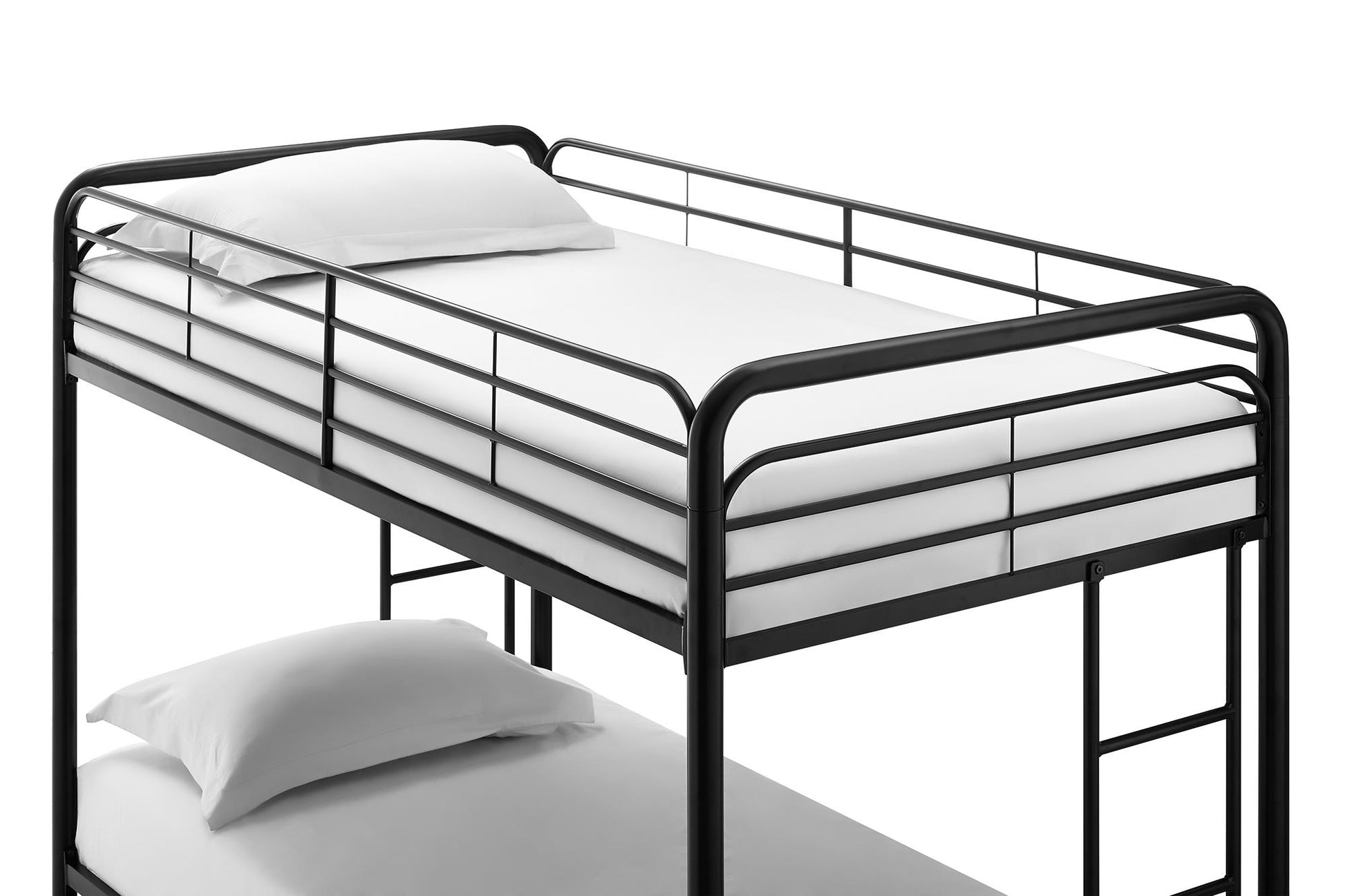 Mainstays Twin over Twin Metal Bunk Bed with Storage Bins, Black - Black - Twin-Over-Twin