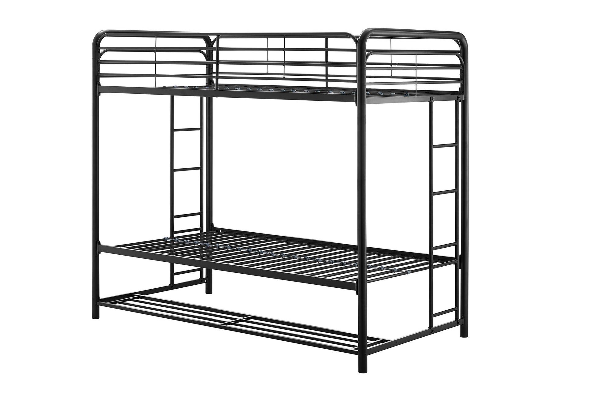 Mainstays Twin over Twin Metal Bunk Bed with Storage Bins, Black - Black - Twin-Over-Twin