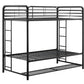Mainstays Twin over Twin Metal Bunk Bed with Storage Bins, Black - Black - Twin-Over-Twin