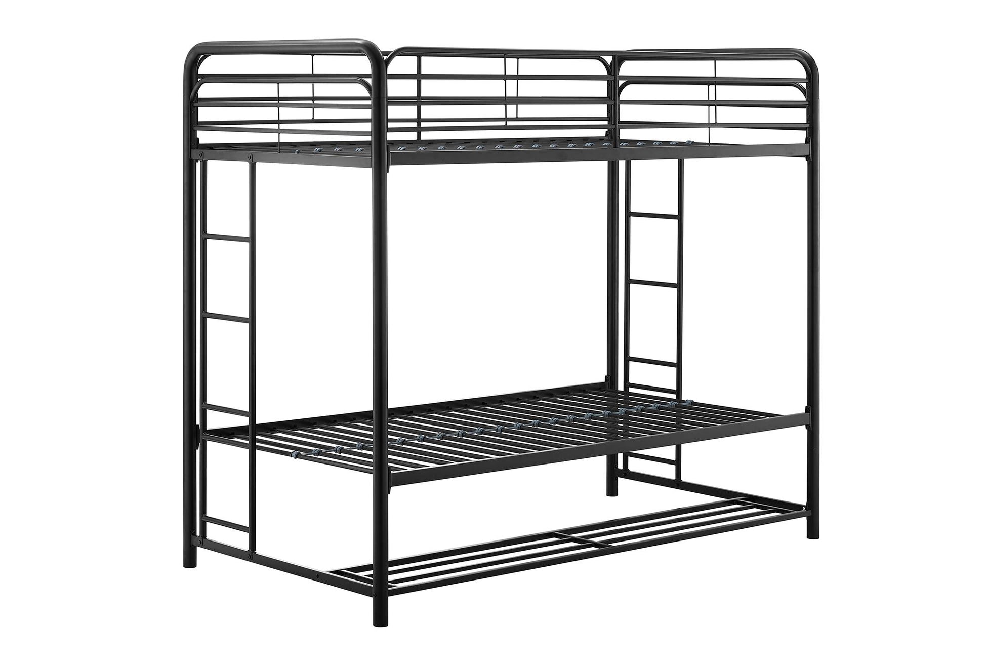Mainstays Twin over Twin Metal Bunk Bed with Storage Bins, Black - Black - Twin-Over-Twin