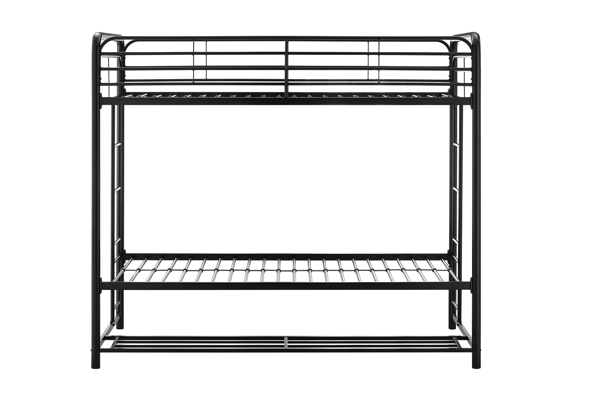 Mainstays Twin over Twin Metal Bunk Bed with Storage Bins, Black - Black - Twin-Over-Twin