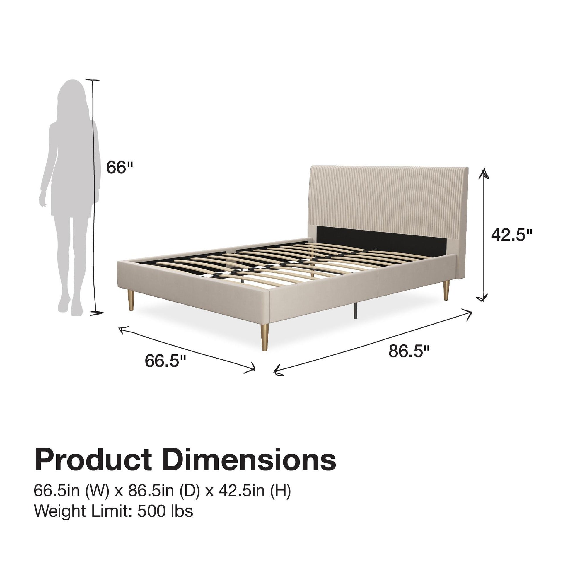 Daphne Upholstered Bed - Ivory - Queen