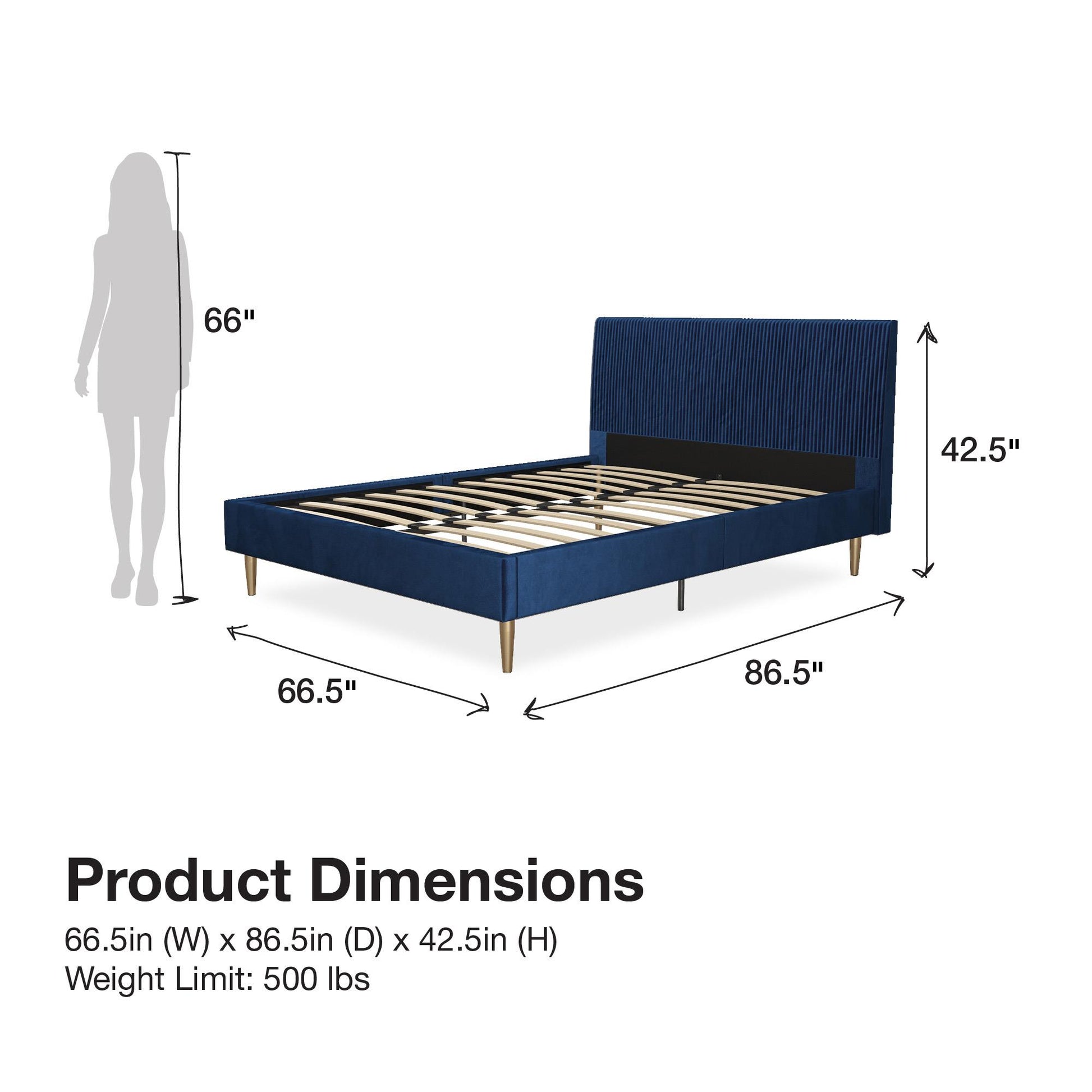 Daphne Upholstered Bed - Blue - Queen