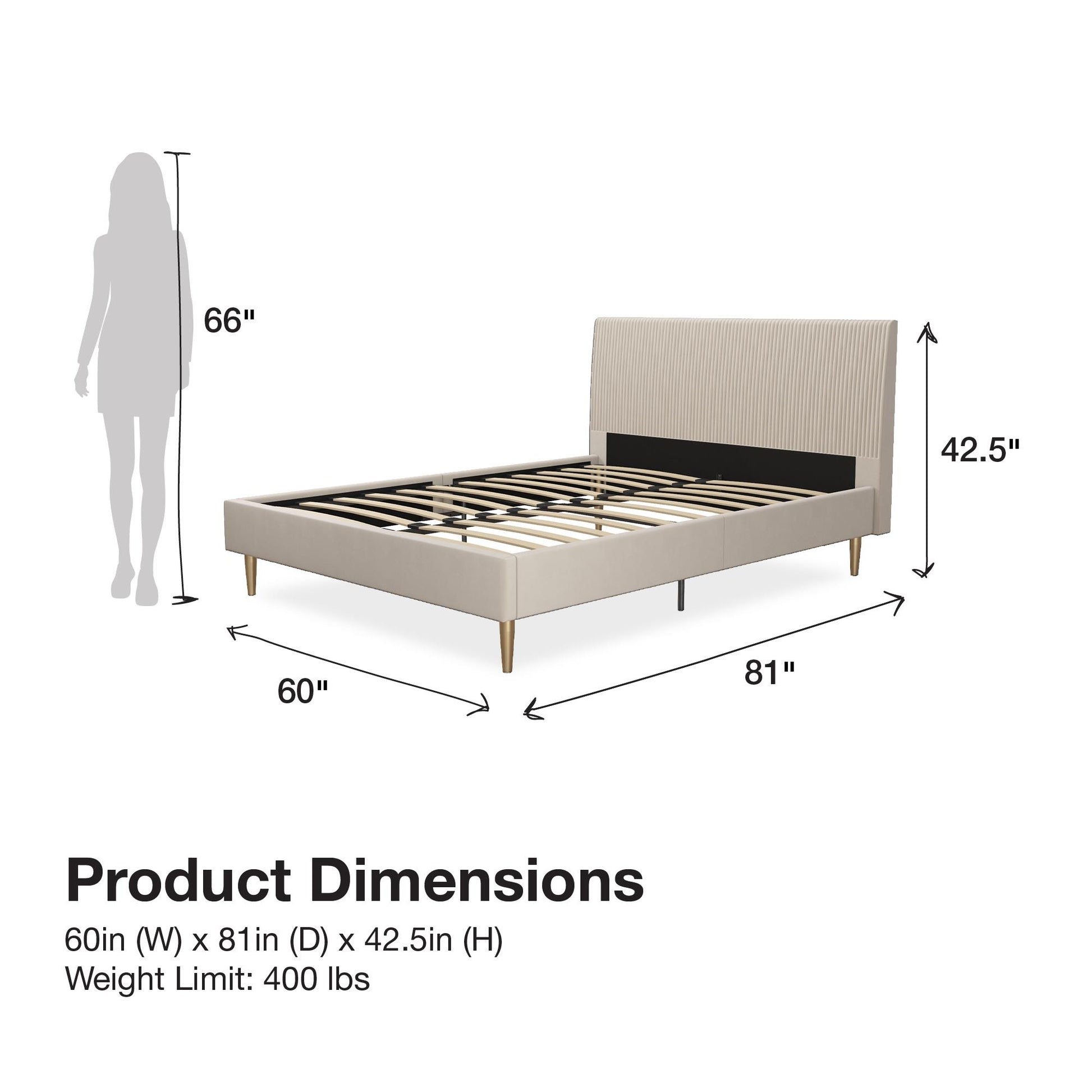 Daphne Upholstered Bed - Ivory - Full