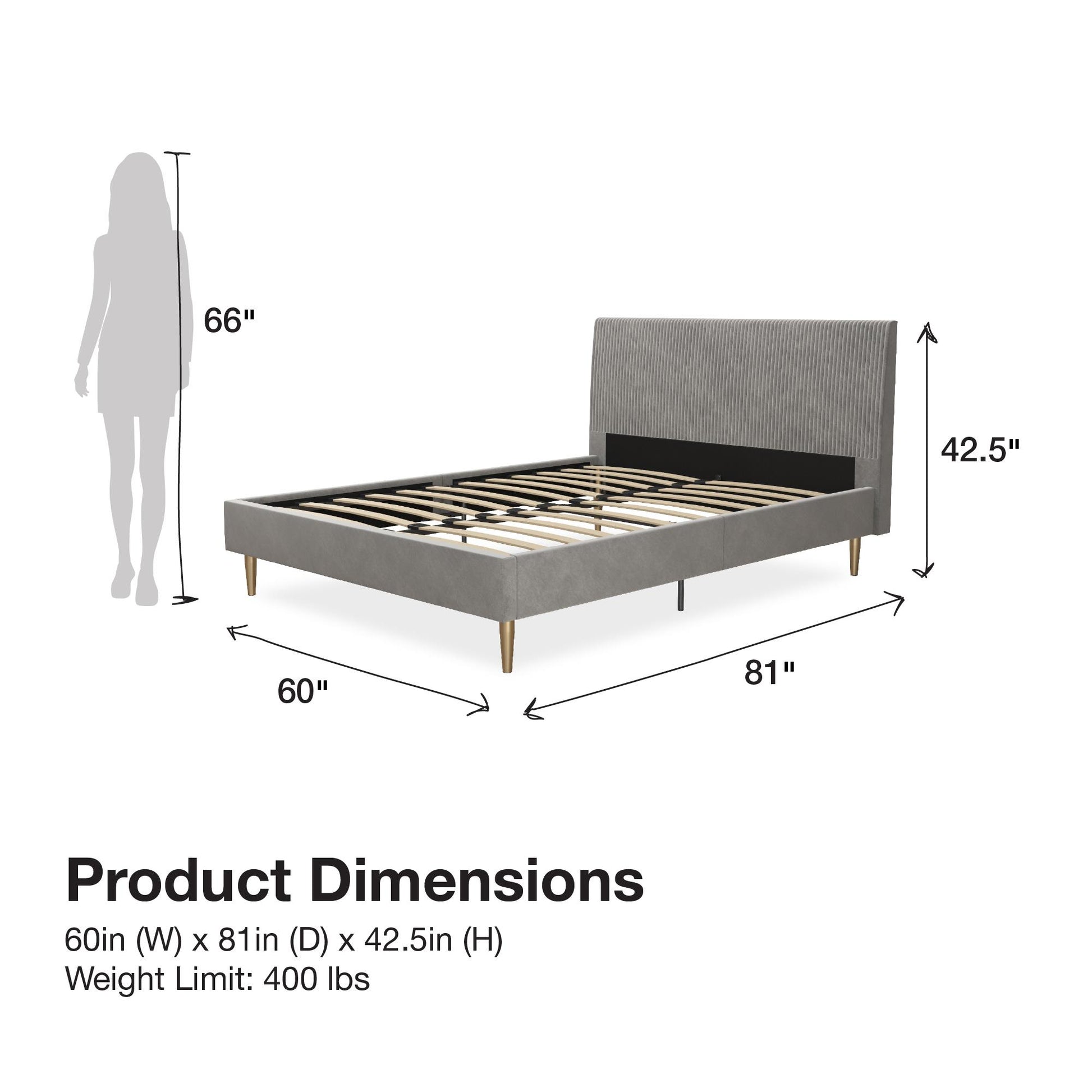 Daphne Upholstered Bed - Light Gray - Full