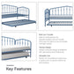 Bushwick Metal Daybed & Trundle - Sea Blue - Twin