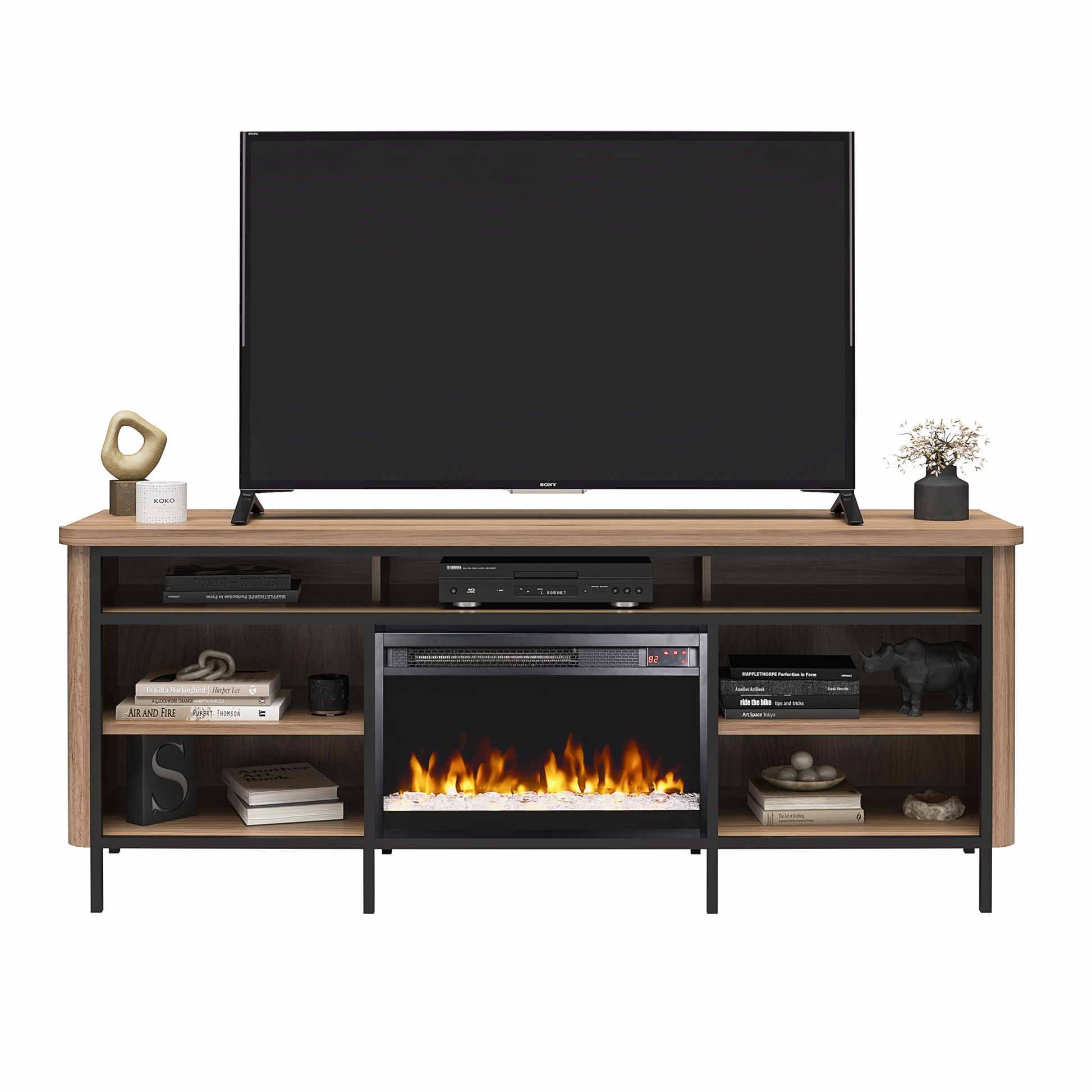 Danton Electric Fireplace TV Console for TVs up to 75" - Walnut