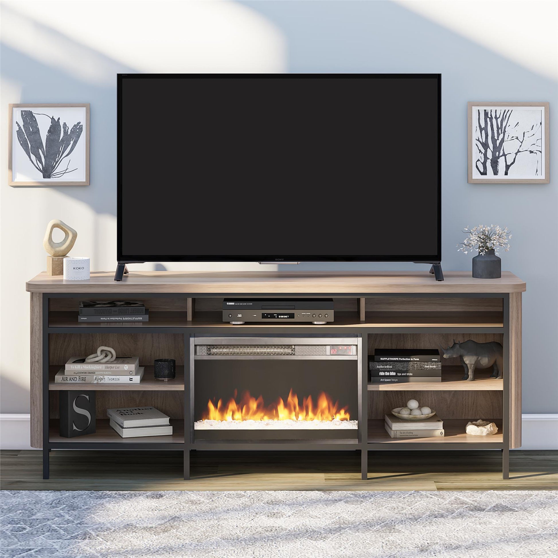 Danton Electric Fireplace TV Console for TVs up to 75" - Walnut