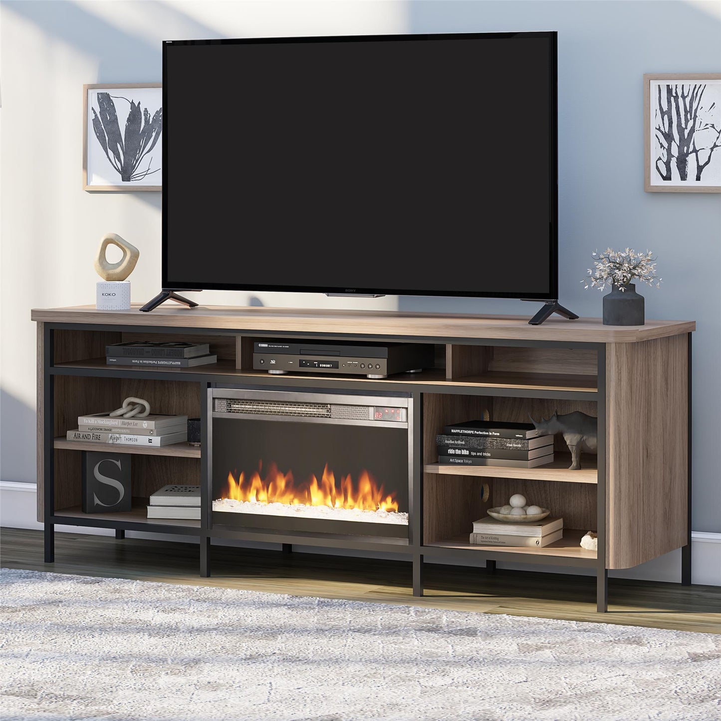 Danton Electric Fireplace TV Console for TVs up to 75" - Walnut