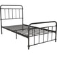 Wallace Spindle Metal Bed with Elegant Curves and Slats - Black - Twin